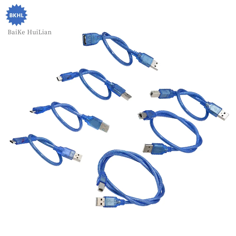 Câble de données USB pour imprimante, bleu, compatible avec Arduno Micro, Mini, TYPE C, TYPE B, 1 pièce par lot