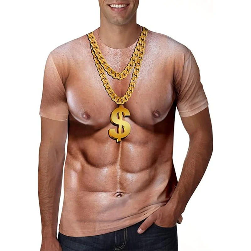Camiseta Divertida con Estampado Gráfico de Hombre Musculoso y Gordo, para Hombre, Ropa de Cosplay, Camiseta Impresa en 3D, Unisex, Manga Corta