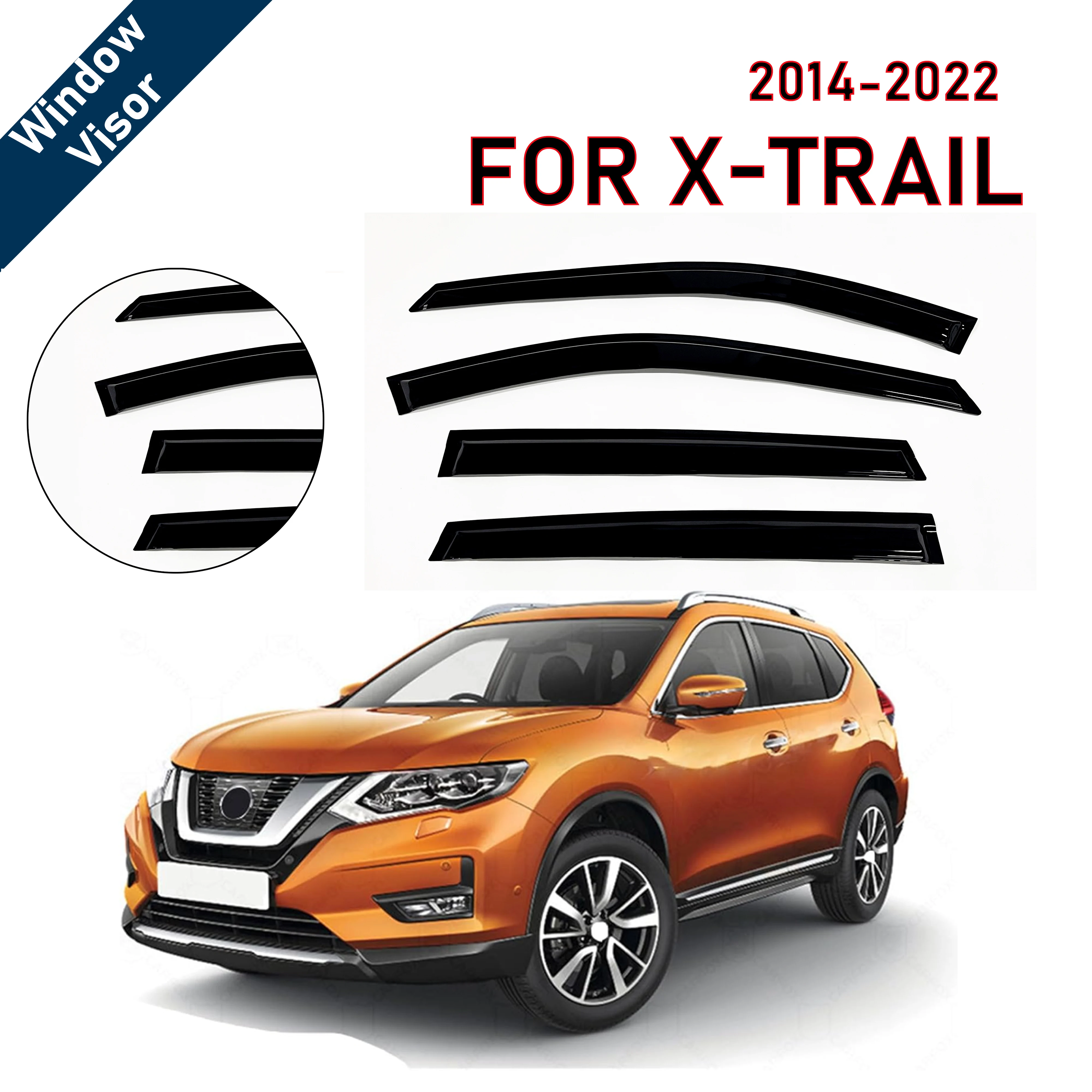 

4 pcs of the latest model car window sunshade for X-Trail 2014-2022 , window visor rain guards window visors window rain guards