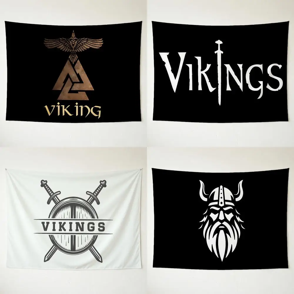 Art Norse Symbol Viking Logo Tapestry Washable Soft Daily Wall Hanging Decor for Living Home Room Bedroom