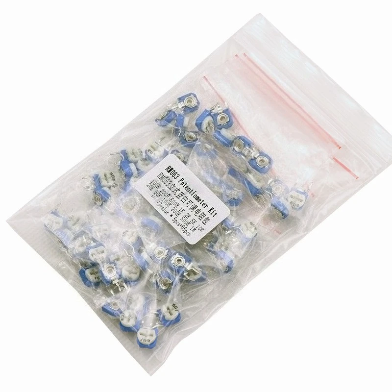 

RM063 Vertical Blue White Adjustable Resistor Kit 13 Types 5PCS Each Total 65PCS Trimmer Potentiometer Electronic Components