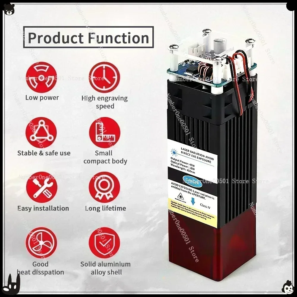20W 40W fixed focus high power laser module 450nmCNC laser cutting DIY laser head compression light spot