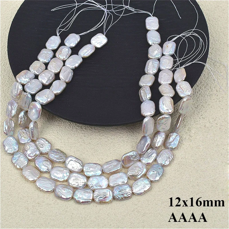 12x16mm 4A Natural Freshwater White Rectangle Pearl Well-polished Loose Rare Bead Jewelry Make DIY Necklace Bracelet Accessories