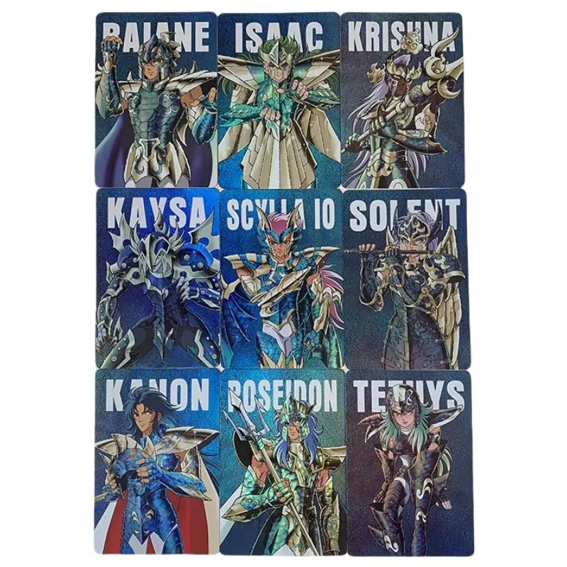 Saint Seiya Flash Card Sea Emperor Scale Clothes Chapter Diy A Set of 9 Sheets Anime Peripheral Collection Card Gifts for Friend