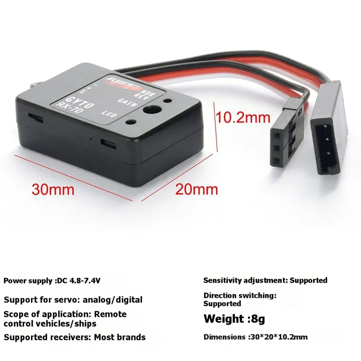 A003 Mini Car Model Gyro RX-7D Gyroscope Micro DC 4.8-7.4V for RC Racing Vehicle Boat Digital/Analog Servo Universal Receiver