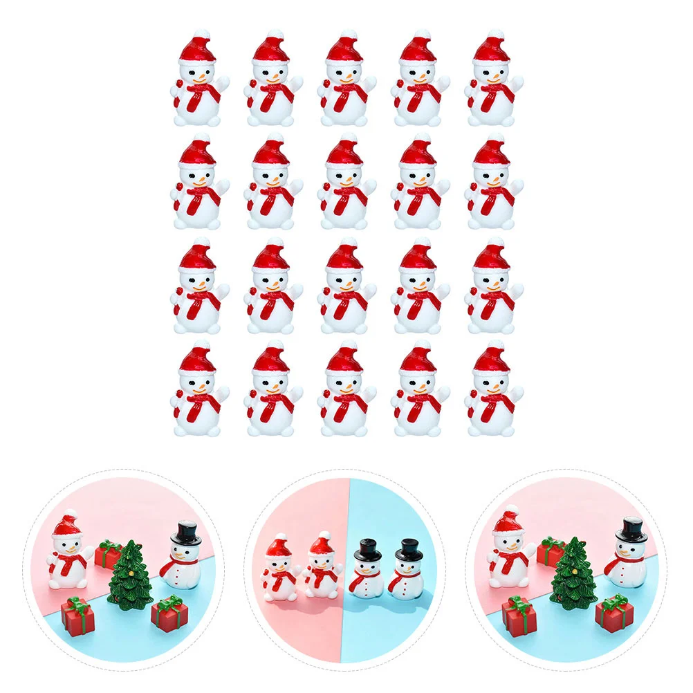 

50 Pcs Desktop Mini Snowman Christmas Ornaments Statue DIY Globe Figurines Resin