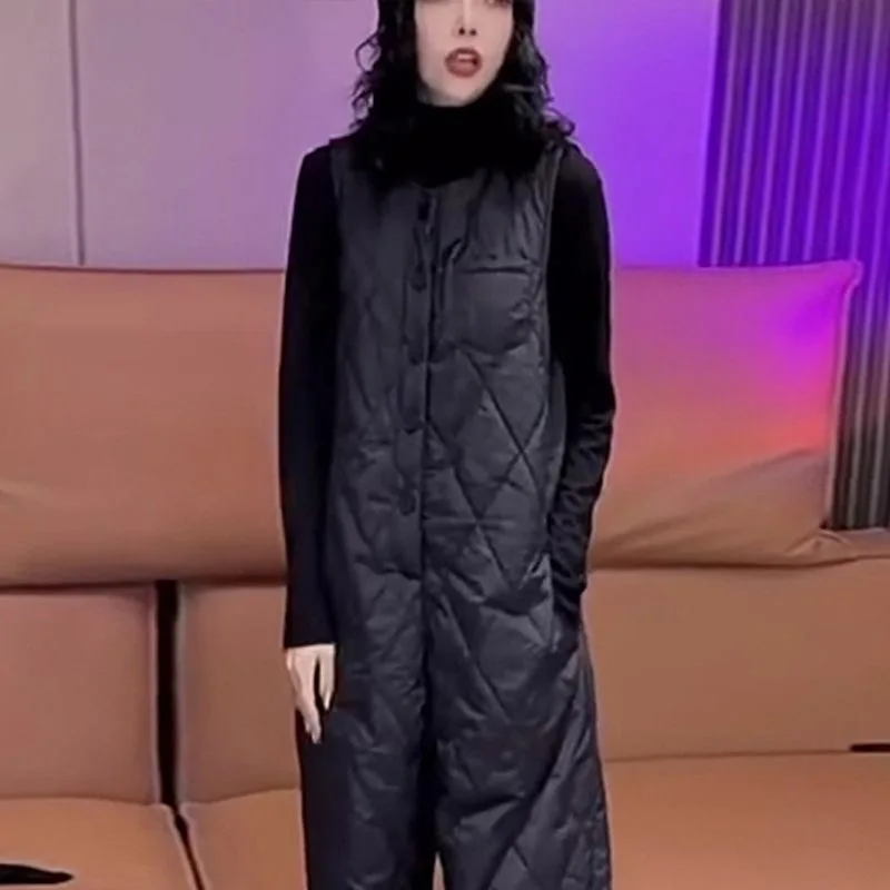 Autumn Winter Cotton Jumpsuits Women 2025  New Fashion Loose Casual Overalls Pants Long Sleeve Two-Piece Suit Female