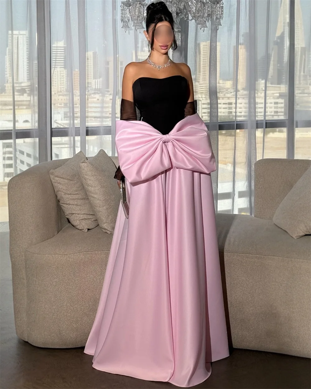 

Woman Customized 3D Bow A Line Evening Dress Long Ball Floor Length Prom Gown New Elegant Tulle 2025 Party Dress