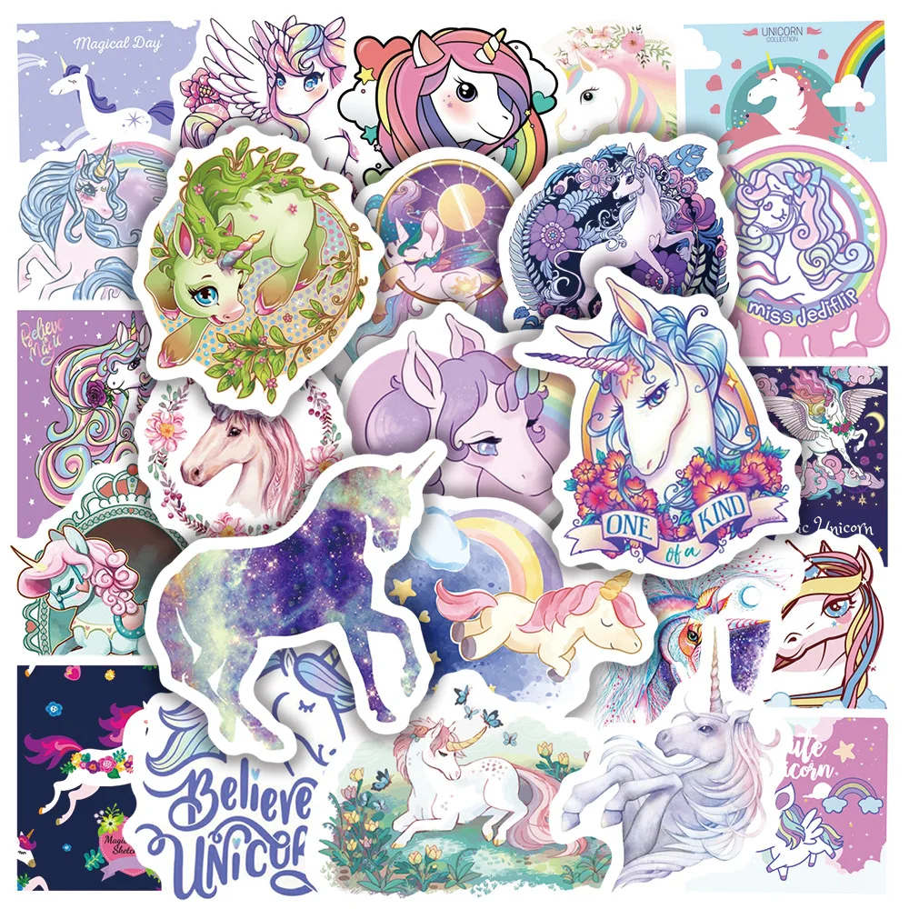 

10/30/50PCS New Ethereal Unicorn Stickers Cartoon Graffiti DIY Guitar Refrigerator Phone Laptop Suitcase Water Cup Skateboard