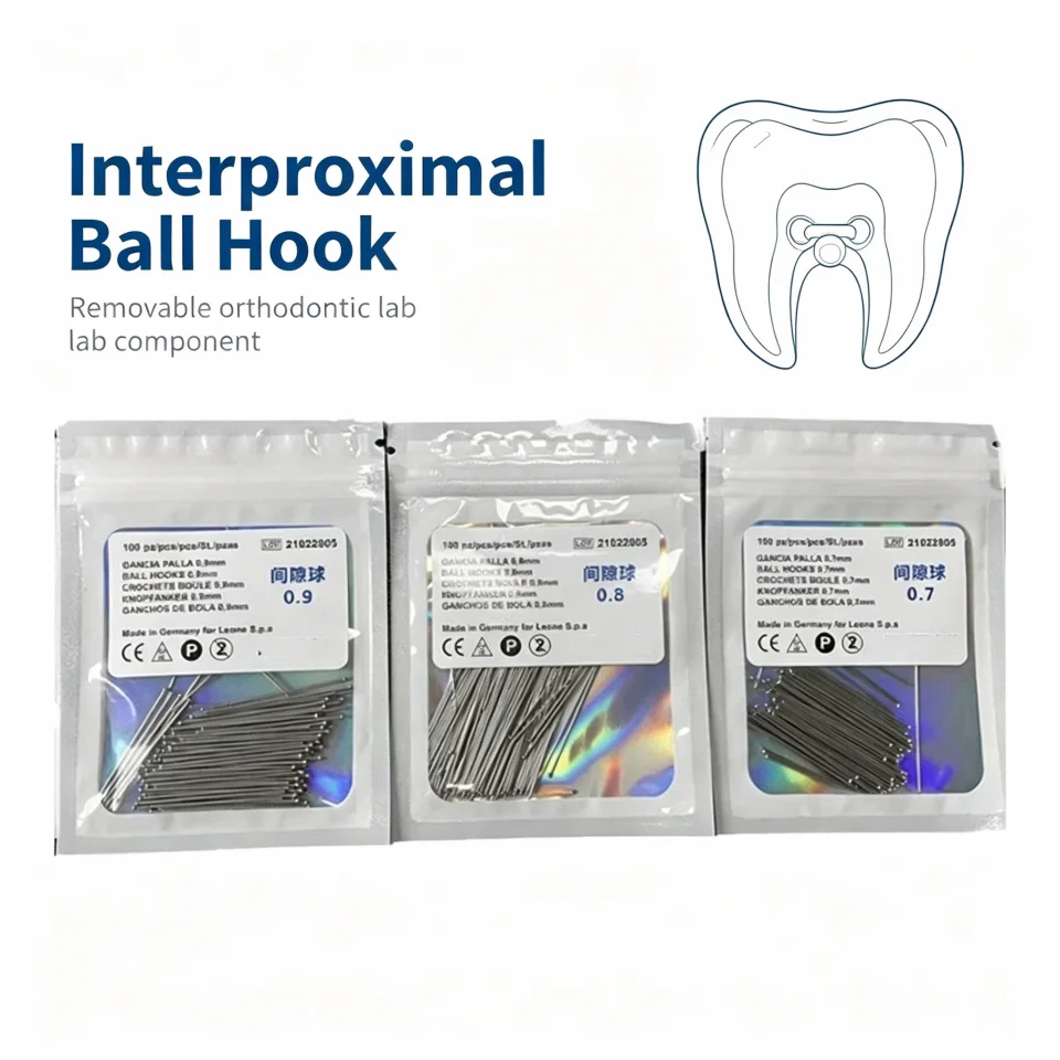 1 box Dental Orthodontic Interproximal Ball Hooks Lab Wire Materials 0.7mm 0.8mm 0.9mm Removable Appliance Components