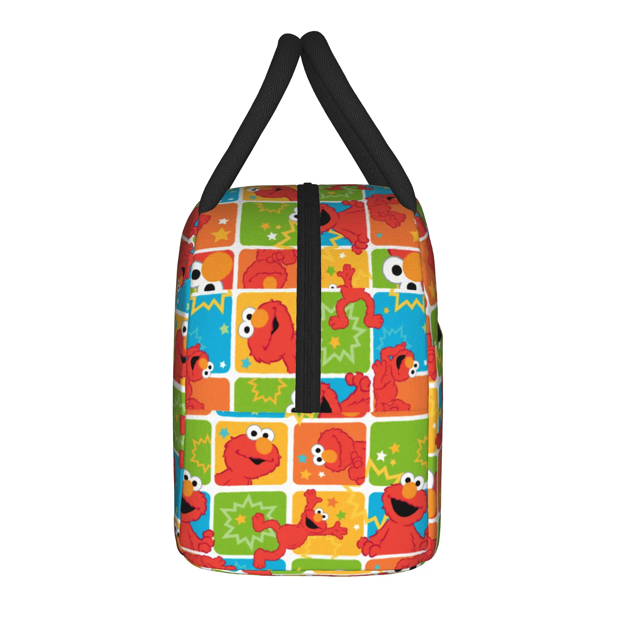 Elmo Grid Sesames Streets Insulated Lunch Bags Cooler Bag Reusable,Meal Container  High Capacity Tote Lunch Box Food Bag