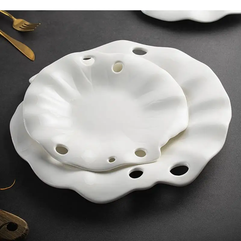 Ceramic Pasta Steak Plate Dinner Irregular Shape Tableware Sashimi Sushi Dishes Household Restaurant Pastry Desserts Tray