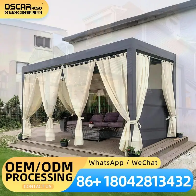 All Seasons Automated Smart Weatherproof Aluminum Louvered Canopy Patio Garden Deck Europe North America Modern Stylish Shade Sh