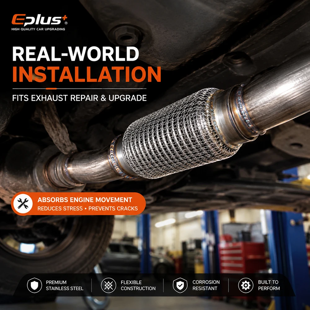 Edelstahl Geflochtenes Auspuff-Flexrohr Gewebtes Netz Flexibler Faltenbalg Anti-Vibrations-Universal-Auto-Schalldämpfer-Verbindungsrohr – Detail 6