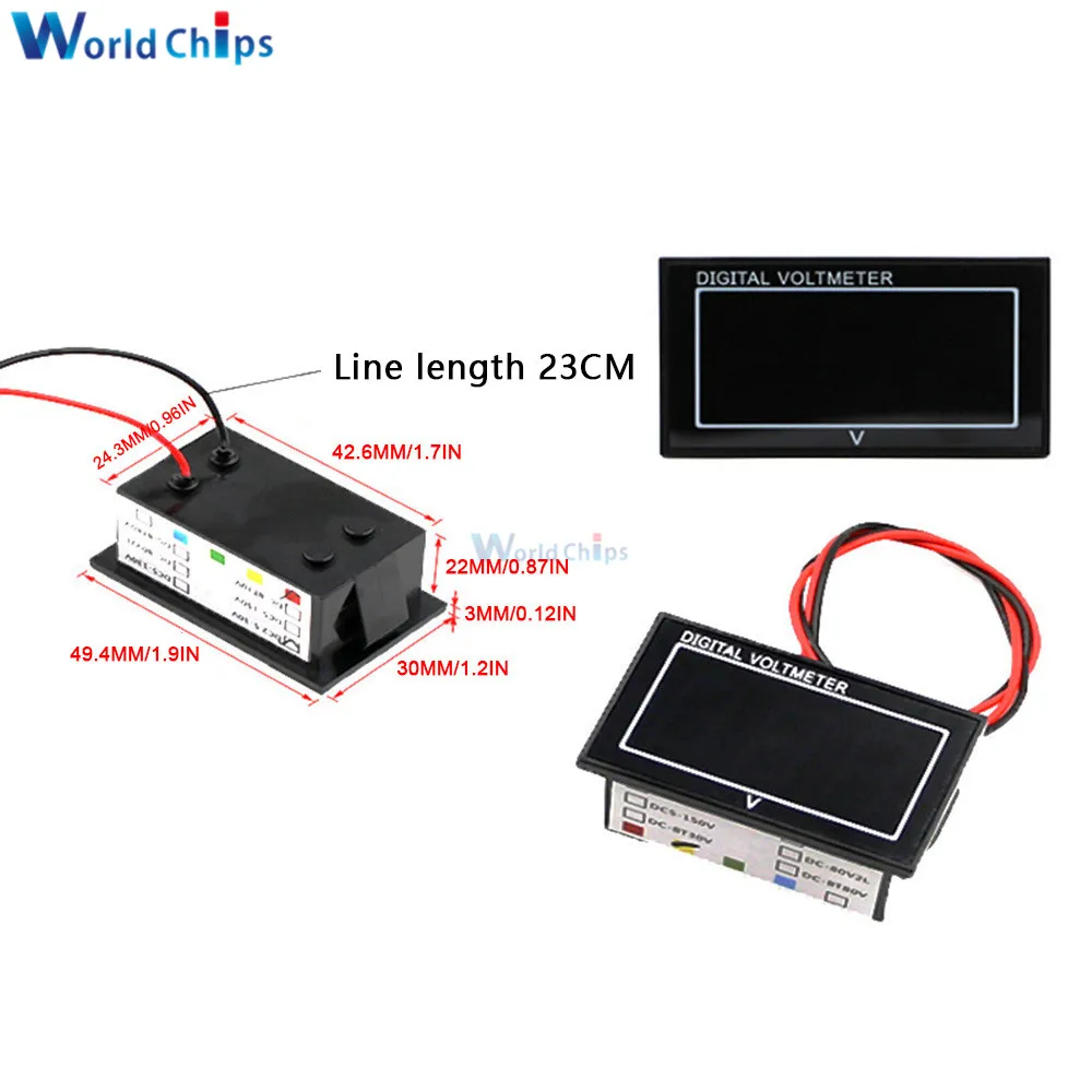 تيار مستمر 0-100 فولت 70-380 فولت 7-150 فولت 0.36 بوصة 2 سلك التيار المتناوب الفولتميتر الرقمي 0.56 بوصة 3 سلك إضاءة مقاومة للماء عرض تيار مستمر الجهد متر فاحص #5