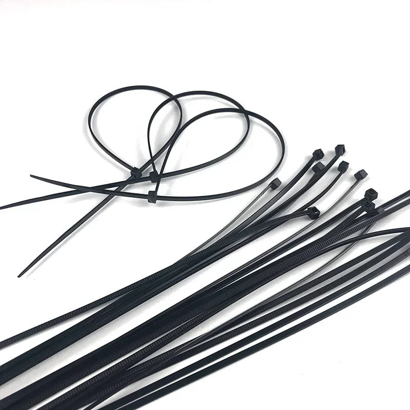 100 PCS Self-locking Plastic Nylon Tie Black 3*100 3*200 Cable Tie Fastening Ring Cable Tie Zip Wraps Strap Nylon Cable Tie