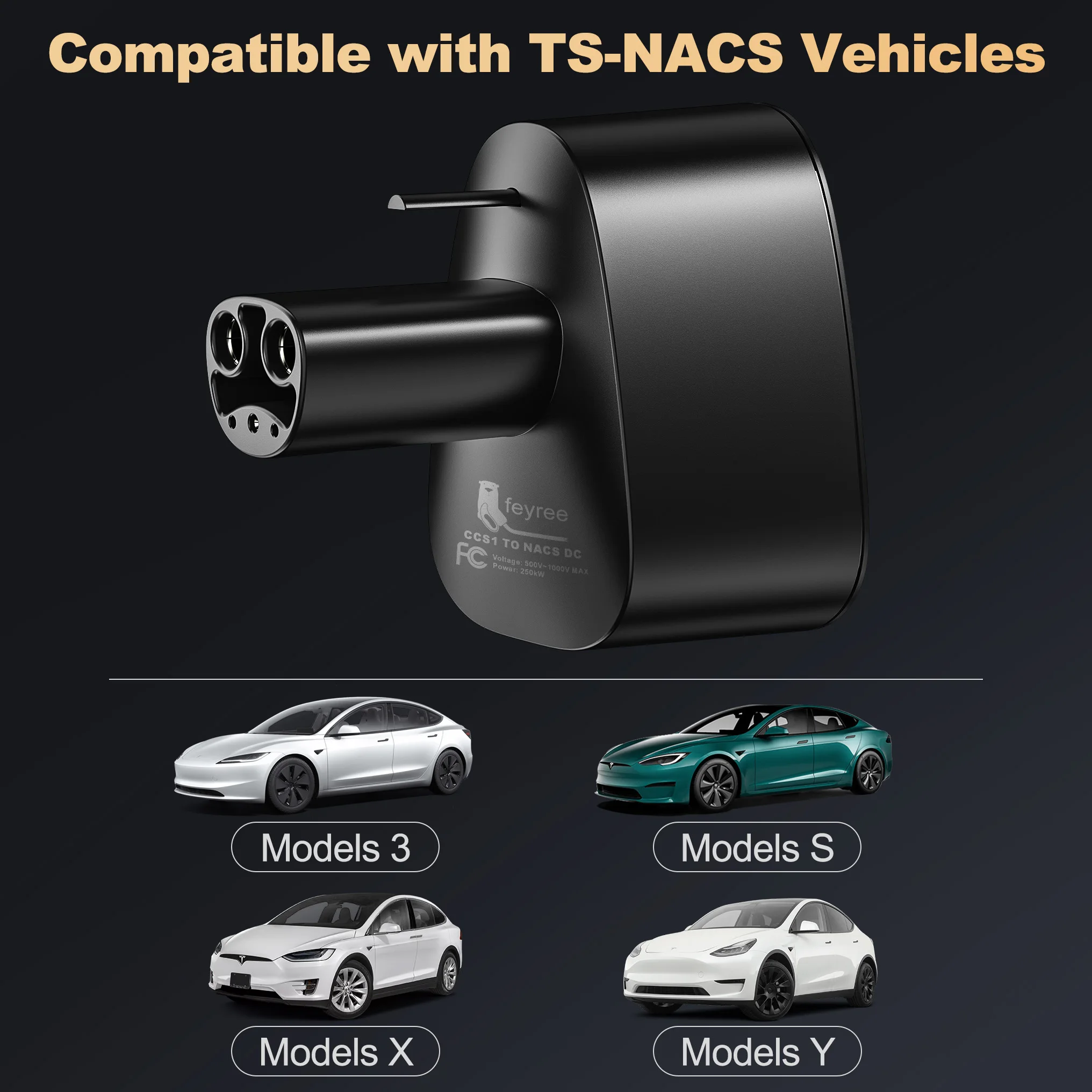

feyree CCS1 to TS-NACS Adapter for Tesla Model 3,Y, S and X - NACS Owners Only - Fast Charge NACS with CCS1 Chargers CCS1 Combo