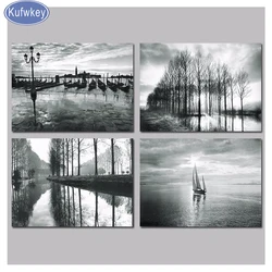 Full Square Rhinestones Hobby,Mosaic,Diamond,painting,Embroidery,Black And White Nature Landscape 3d Picture art birthday gift