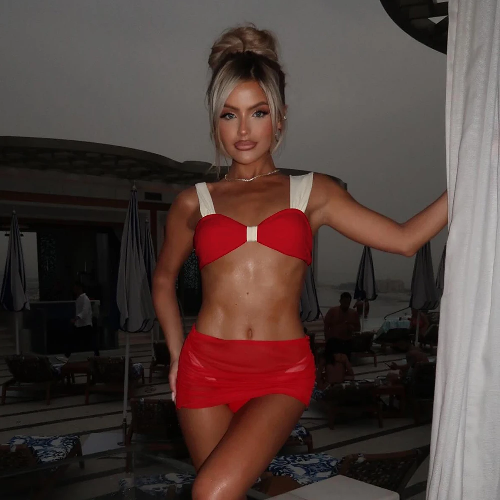 

3 Pcs Bikini Set Micro Bikinis 2024 Sexy Women Swimsuits Female Swimwear Bathing Suit Swimming Suits Beachwear Thong Biquini