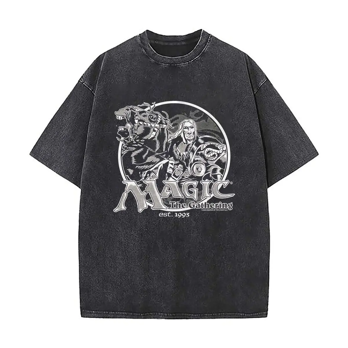 Magic The Gathering Vintage Washed T-Shirt Retro Game Print Unisex Short Sleeve Men Women Harajuku Oversized Streetwear Tops