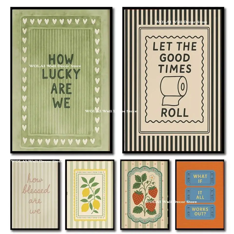How Lucky Are We Green Heart Quote Canvas Poster  Let The Good Times Roll Wall Art Print for Living Room Bathroom Home Decor