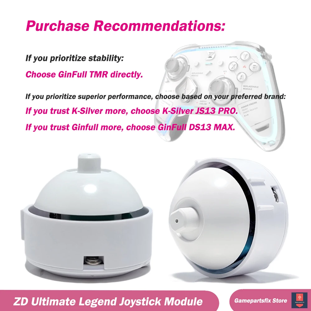 ZD Ultimate Legend Game Controller Replaceable Joystick Module Removable GinFull Angle DS13 MAX TMR Joystick K-Silver JS13 PRO