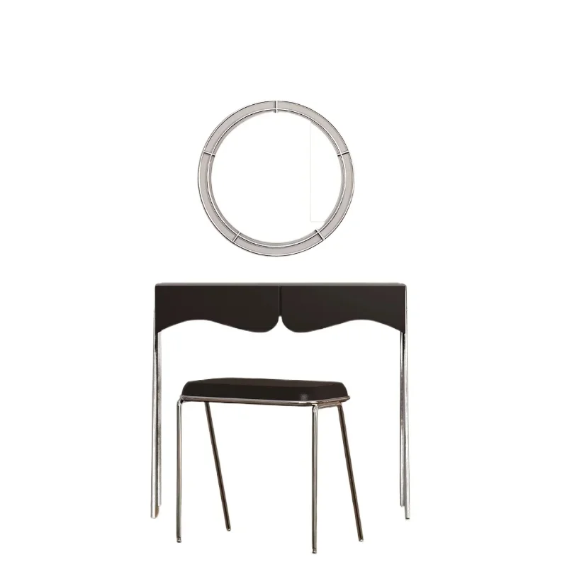 

Classic simple bedroom ins design sense solid wood metal dresser light luxury small apartment makeup table table