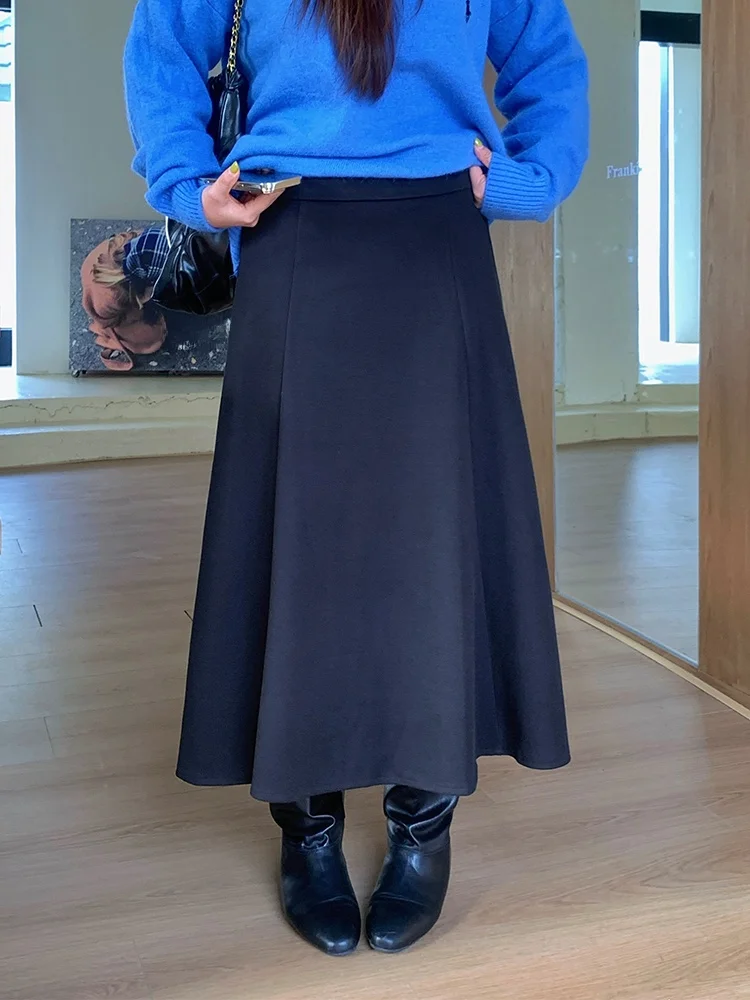 

Юбка миди плиссированная Lin Da Hui Bla, новая коллекция осень-зима 2024, большие размеры, для фигуры типа «груша», шерстяная, женская