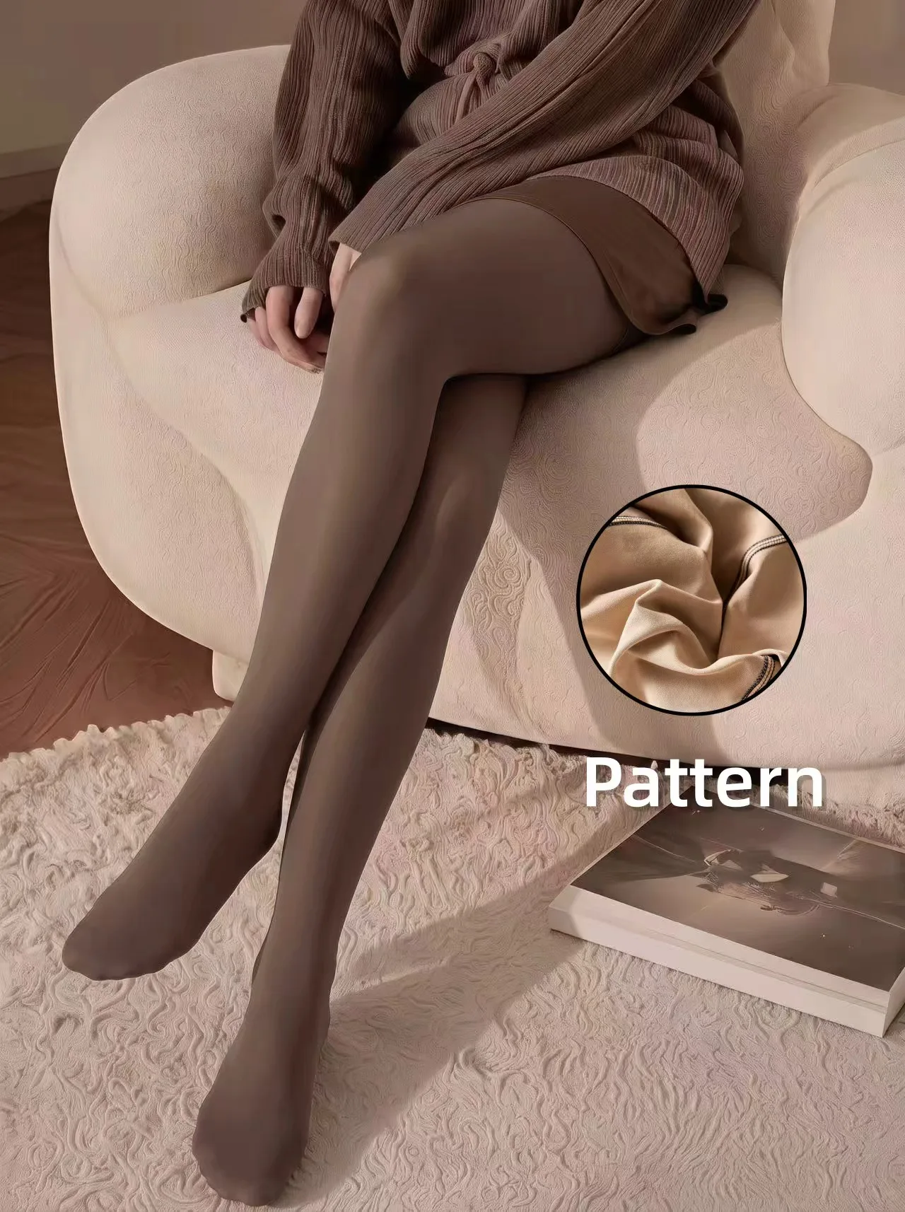 Women's Coffee Opaque Thermal Warm Comfortable Pantyhose, Non-Sheer Tights for Daily Outing, Work Commute & Casual Wear