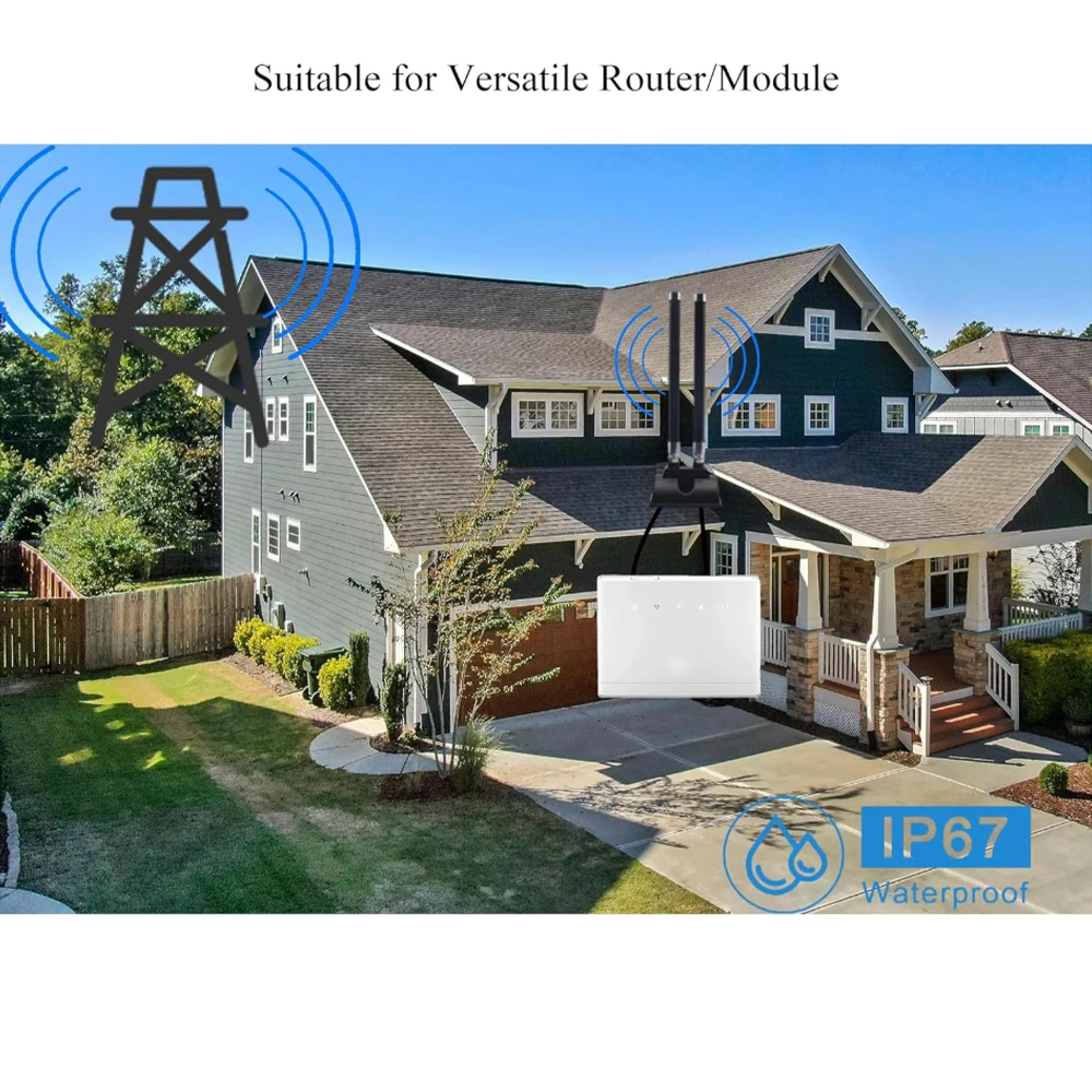 5G 4G LTE SMA ذكر هوائي مكاسب عالية 12dBi هوائي قاعدة مغناطيسية خارجي أومني هوائي من الألياف الزجاجية مع TS-9/كابلات لـ Verizon #5