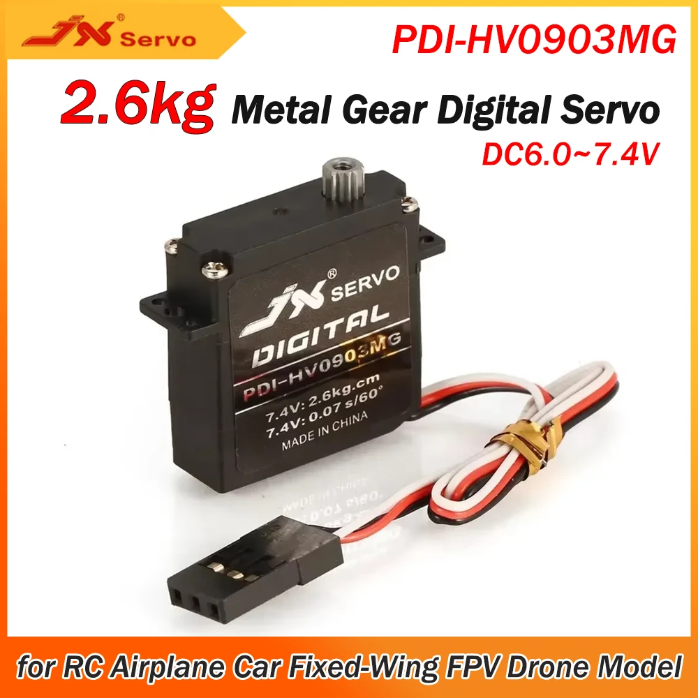 

JX PDI-HV0903MG 2.6kg Mini Metal Gear Digital Coreless Servo DC6~7.4V Motor for RC Car Fixed-Wing FPV Racing Drone Plane Parts