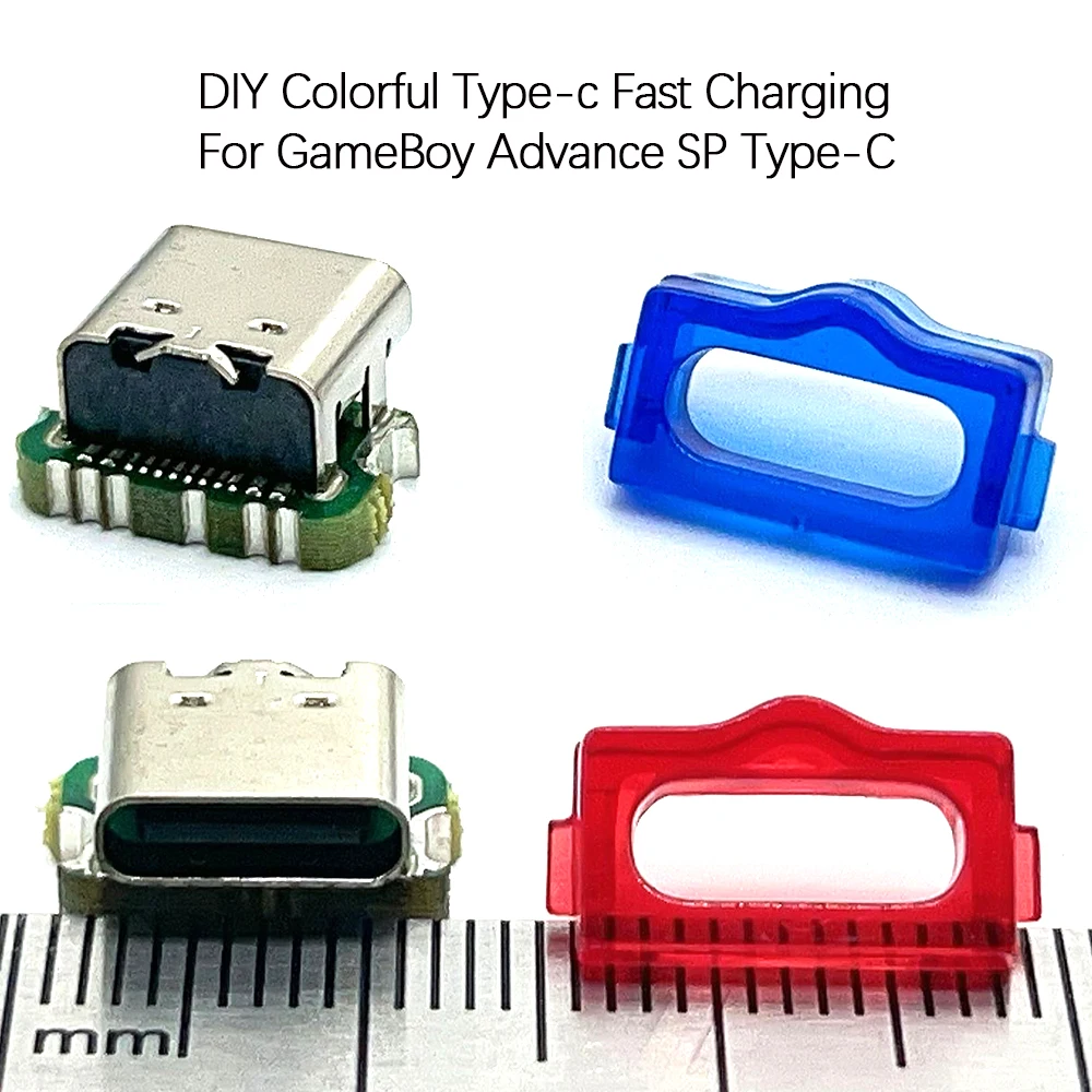 1 Stück DIY bunter Typ-C-Schnelllade-Buchsenanschluss, Ersatz-Mod-Port, kompatibel mit GBA-SP Retro-Spielkonsole USB – Detail 1