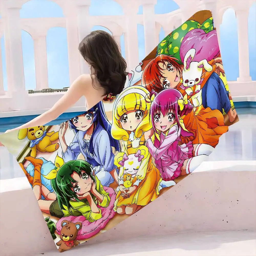 Smile P-Precure Anime Microfiber Printed Beach Towel Mountain Climbing Yoga Beach Swimming Running Absorbent Soft Towel
