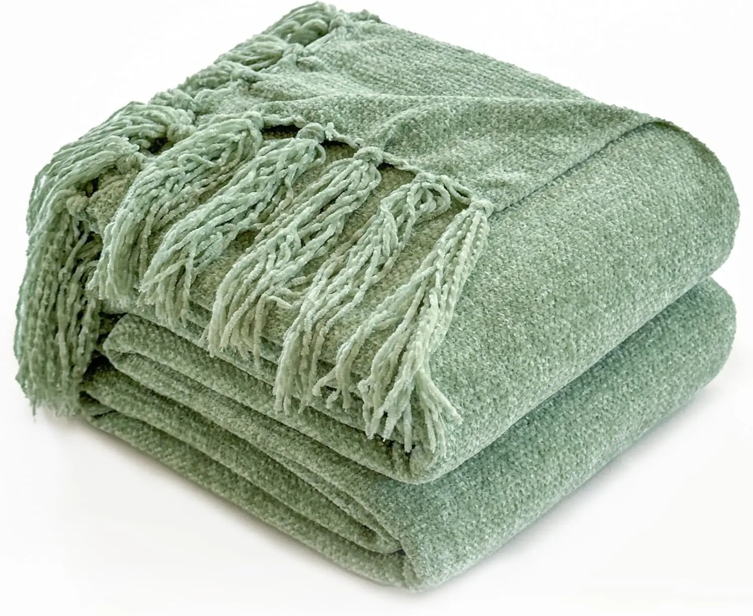 

Simple&Opulence Soft Chenille Throw Blanket 50'' x 60'' - Cozy Fluffy Blanket with Fringe Tassel, Farmhouse Boho Blankets