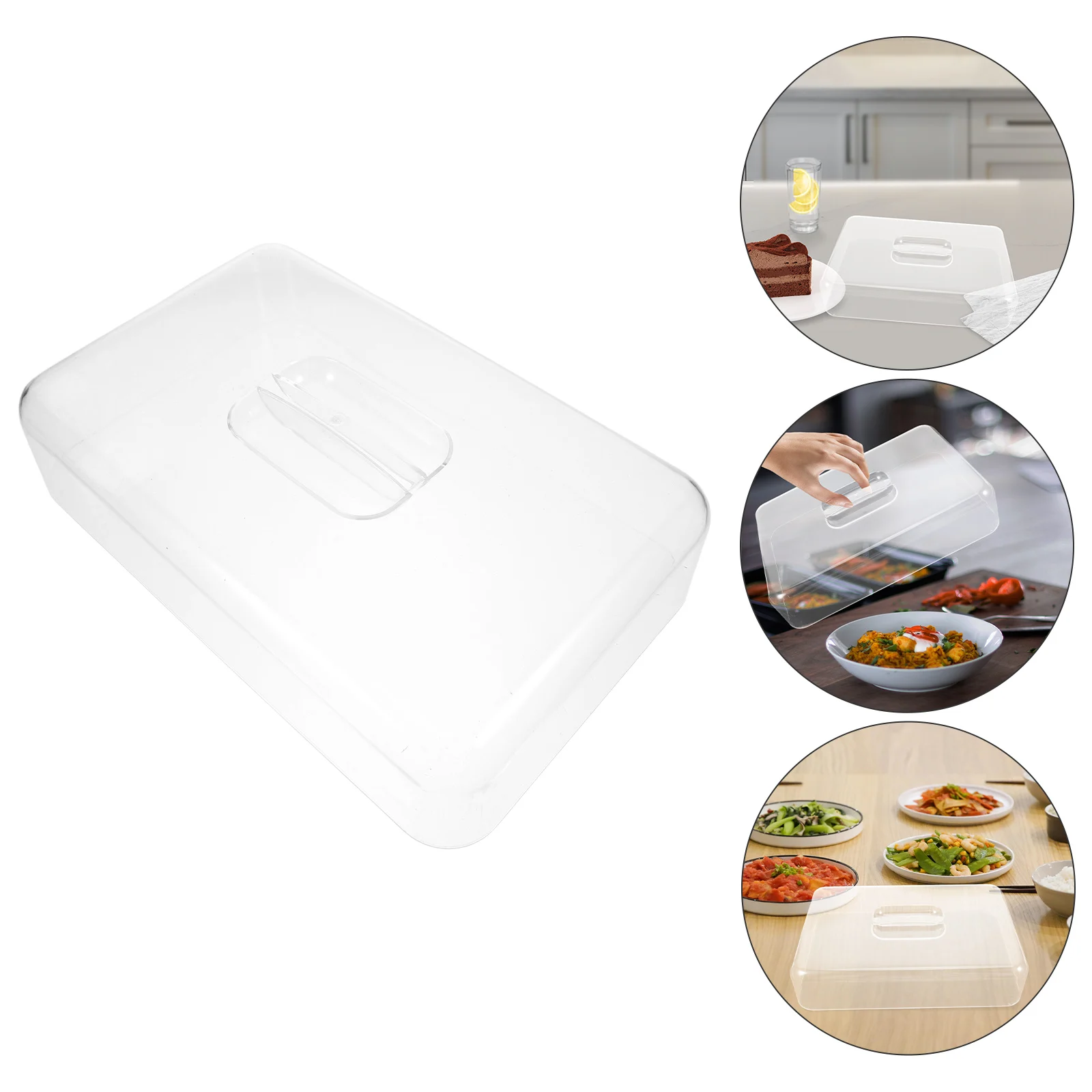 

1pcs Transparent Acrylic Rectangular Food Covers Clear Cake Dome Cookie Display Stand Lid Bread Dessert Serving Tray Desktop