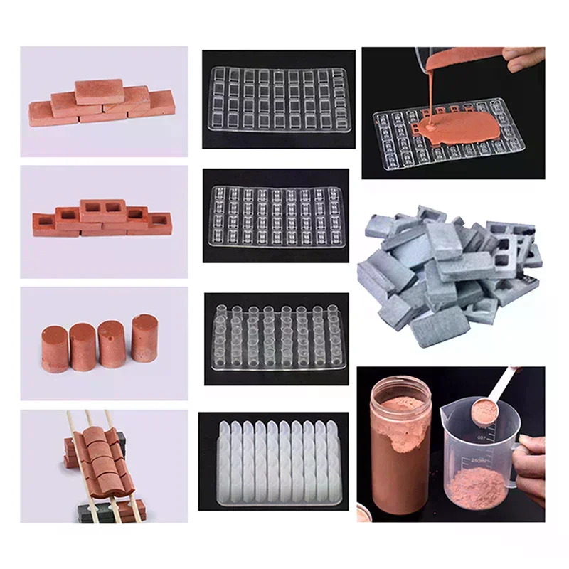 1Pc Building Making Mini Brick Sand Table Silicone Mold Cement Model Brick Small House Handmade Diy Home Decoration