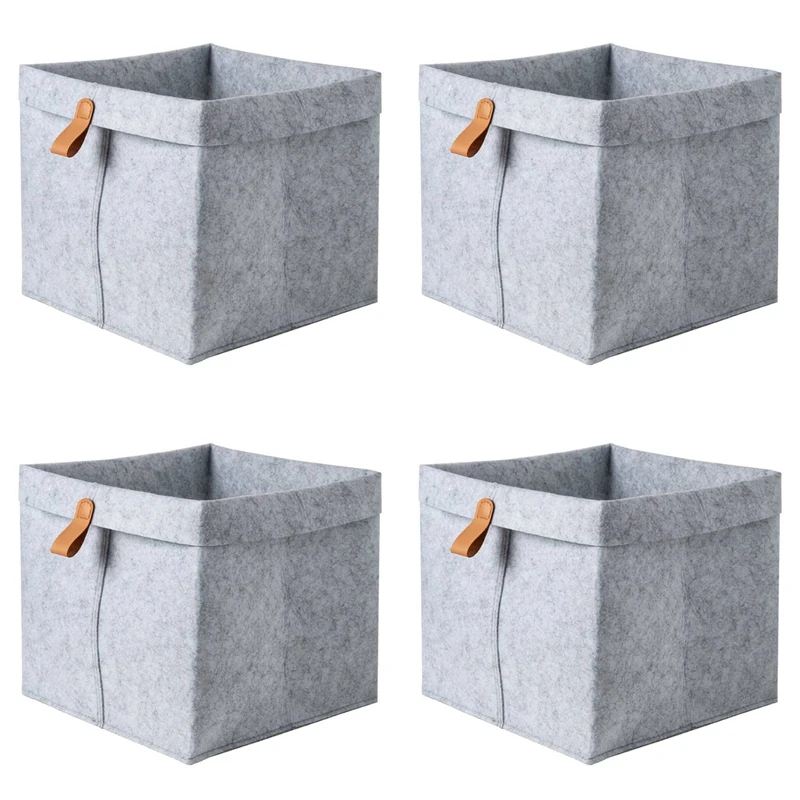 

4X Nordic Felt Storage Basket Living Room Tea Table Sundries Storage Basket Cloth Felt Storage Box Bedroom Socks Grey