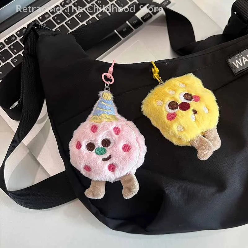 Nette Plüsch Cookies Schlüsselbund Cartoon Lebensmittel Puppe Spielzeug Für Frauen Mädchen Tasche Ornament Auto Anhänger Schlüsselring Kinder Geschenk Zubehör