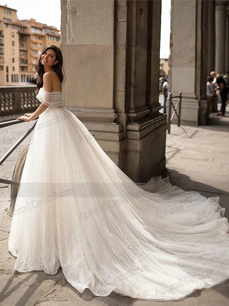 Glamorous-Vestidos De Novia acampanados, traje De Novia escalonado, con hombros descubiertos, para fiesta Formal, De lujo, 2024