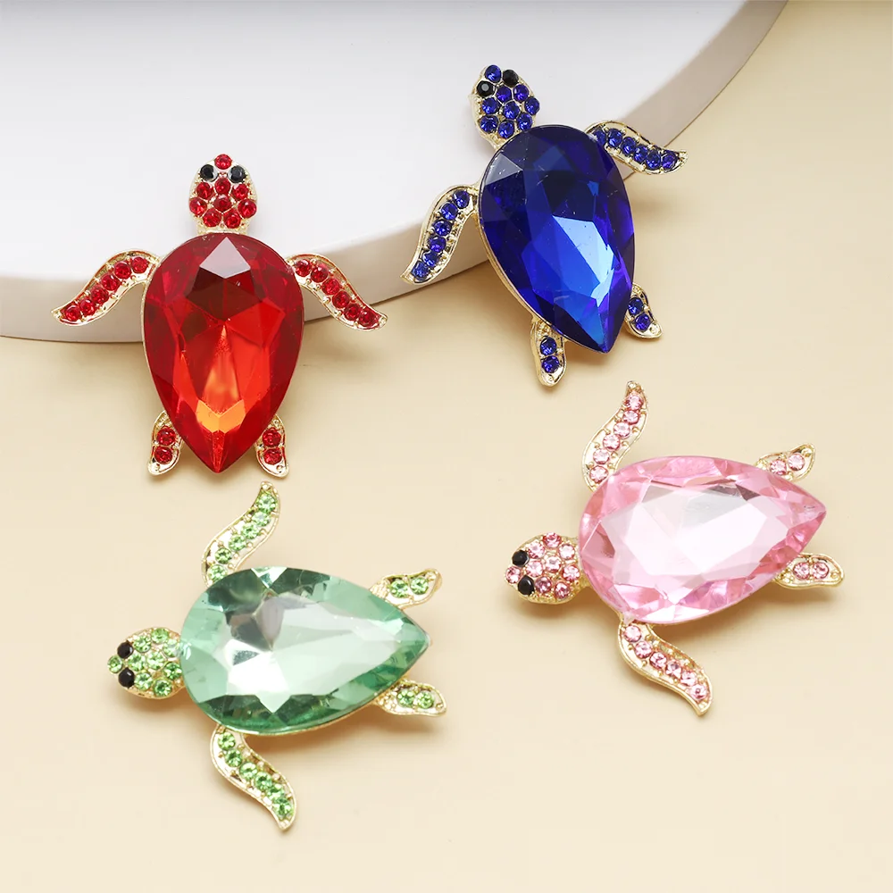 Animal Turtle Brooch Cute Shinning Rhinestone Badge Lapel Pins Casual Backpack Accessories Decorative For Friend Gifts
