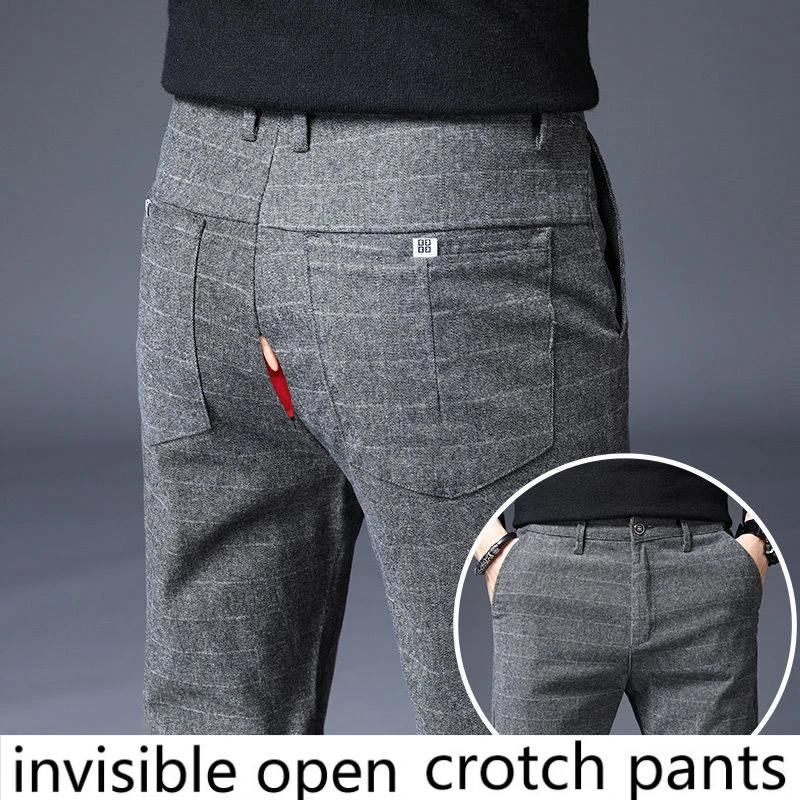 Invisible Open-crotch Pants Men's Casual Pants Straight Loose Business New Trousers Full-open Crotch Outdoor Sex Free Hip Hop