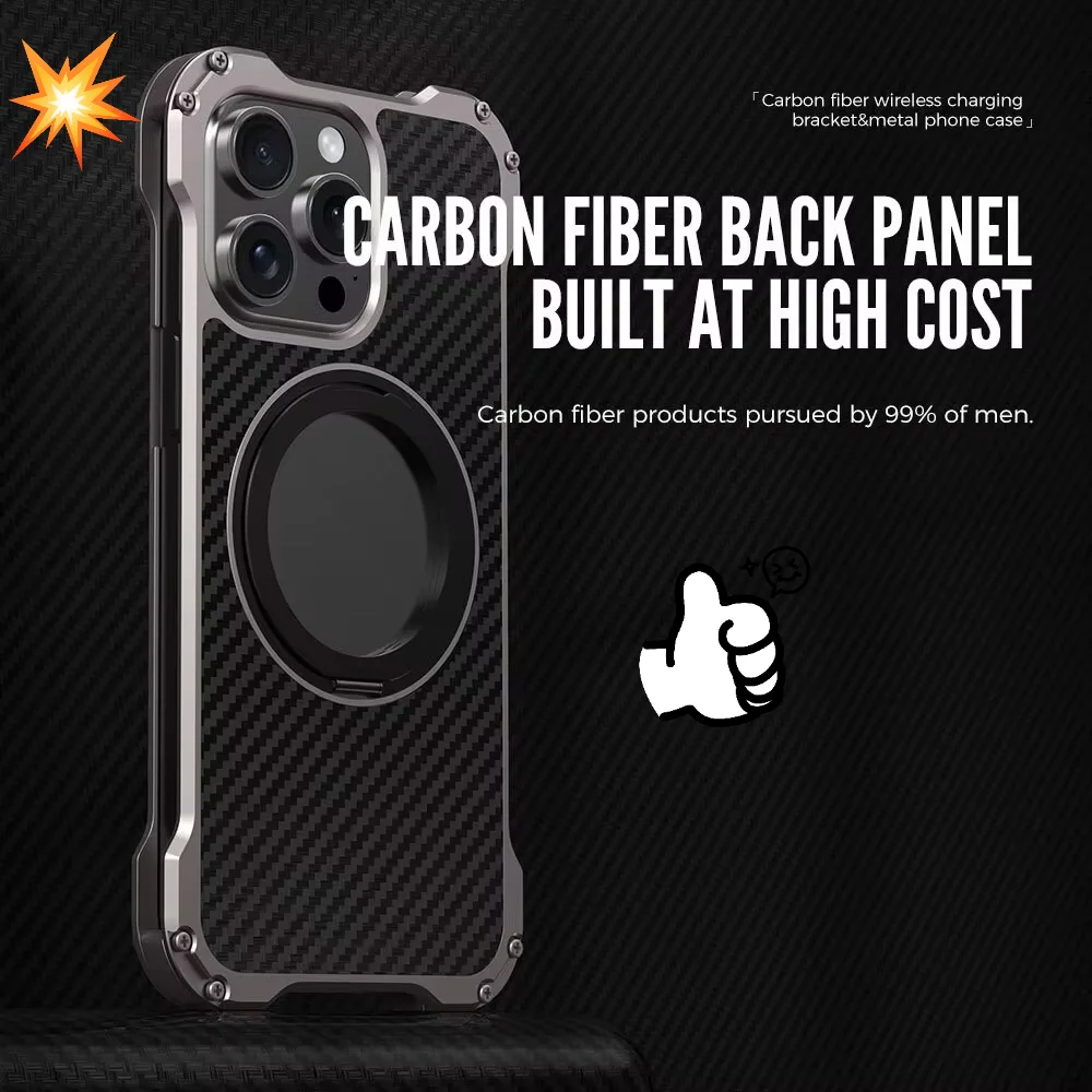 Metal Heavy Duty Shockproof For iPhone 16 Plus 15 14 13 Pro Max Phone case Aluminum Magnetic Bracket Ring Mag safety Protective
