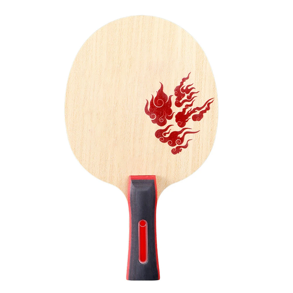 Long Handle Table Tennis Racket with Carbon Augmented Wood Layers for Accelerated Attack and Reliable Defensive Readiness