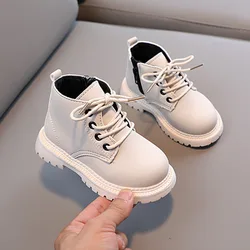 Stivali corti per bambini per ragazzi ragazze autunno inverno scarpe in pelle per bambini moda stivali per bambina antiscivolo scarpe da neve per bambini