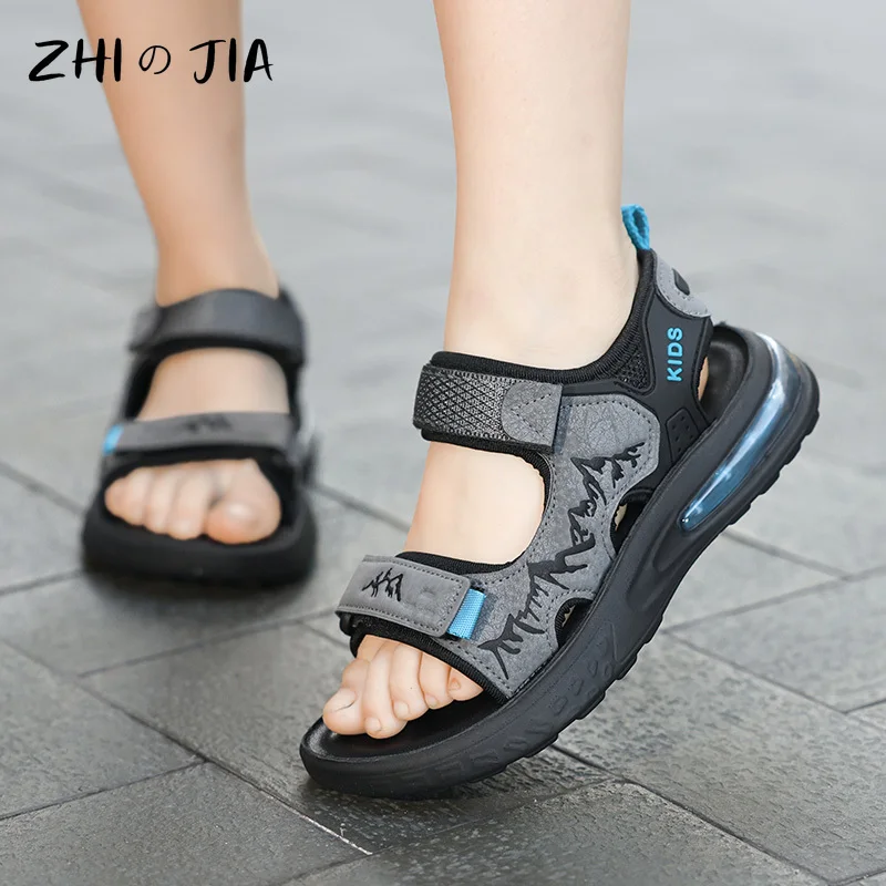 Summer New Children\'s Sports Sandals Boys Open Toe Air Cushion Sandals Water Beach Shoes Youth Lightweight Comfortable Slippers