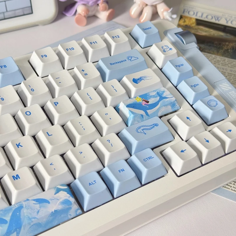 Ocean Theme Keycaps Set PBT Sublimation Cherry Profile Keycaps for Mechanical Keyboard Accessories Custom Key Caps MX Switch