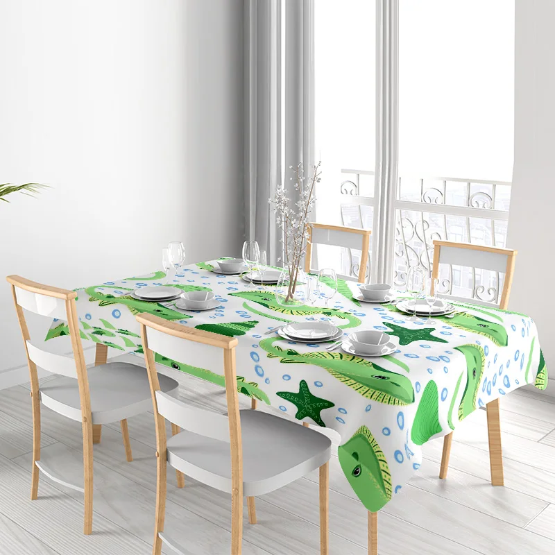 مفرش طاولة ديناصور غريب الأطوار للأطفال مجموعة مفرش طاولة مطبوع عليه عالم أخضر تحت الماء ديكور منزلي حديث لامع لغرفة الطعام أو K
