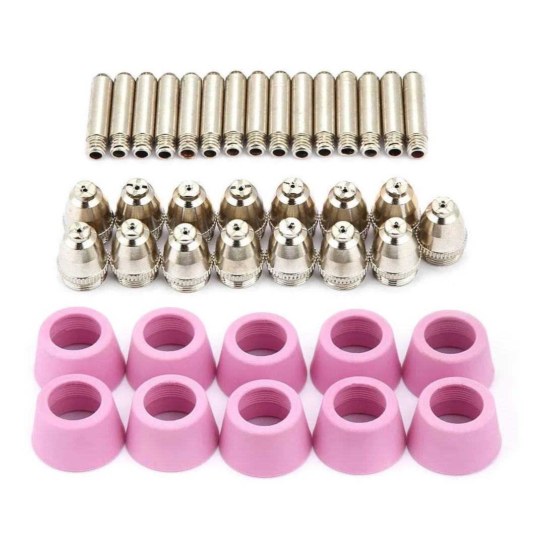 40 Pcs/Set of Plasma Cutting Machine Kit Electrode Nozzle Protective Cover Kit Suitable for AG60 SG55 Torch Accessories