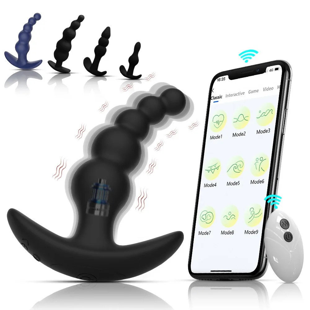 Popular Wulianzhu wireless APP remote control silicone backyard beads anal plug couple adult sex toys