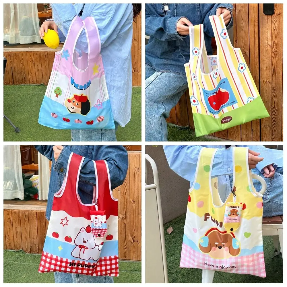 

Portable Kawaii Foldable Shopping Bag Reusable Nylon Supermarket Storage Bag Waterproof Large Capacity Cartoon Eco Bag Outdoor